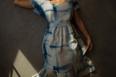 Indigo resist linen dress