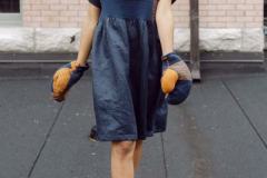 Hand woven boxing gloves and dress