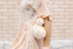 Plant dyed silk dress and boxing gloves